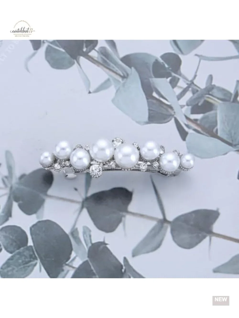 Pearl Crystal Hair Barrette Wedding Rhinestone French Hairclip Decorative